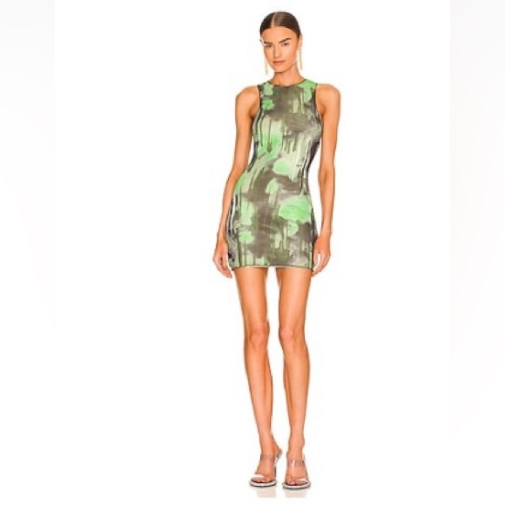 Superdown Green and Black Mini Dress, worn once; like new; size medium